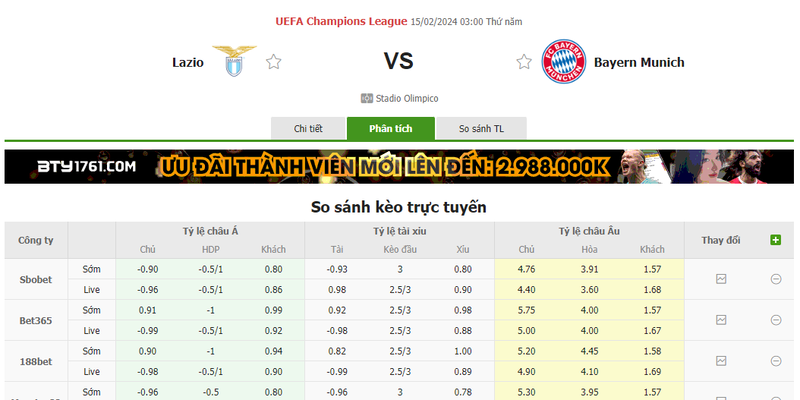 Nhận định soi kèo châu Á - Lazio vs Bayern Munich Nhận định soi kèo châu Á - Lazio vs Bayern Munich